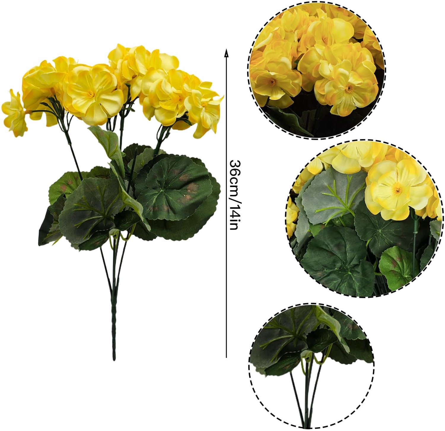 Kunstbloemen voor buiten lente zomer decoratie,6 bundels nep zijde geraniums bloemen nep bloemen planten UV-bestendig - ShopVlot