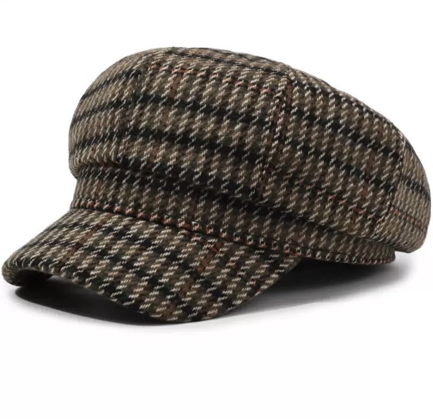 Baker boy cap - pied-de-poule cap - fisherman cap - zeemanspet - zeemans pet - kaki pet - washed cap kaki - groene pet - pet - hoed - vintage pet - vintage cap - vintage - fisherman cap - baseball cap - flatcap - baret met rand