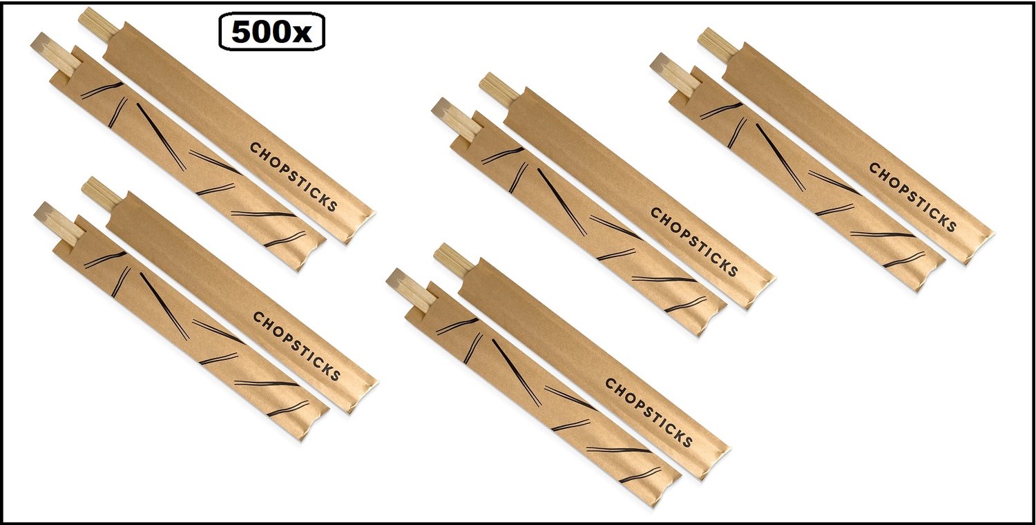 500x Bamboe set chopsticks eetstokjes 21cm in hoesje - FSC 100% BIO - Wok Bami Noodles Oosters