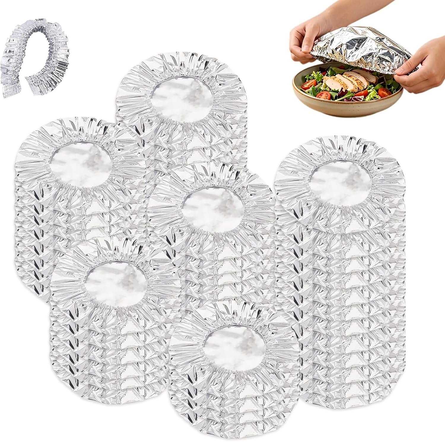 Aluminiumfolie isolatiekap 20 cm - herbruikbaar en hittebestendig - houdt levensmiddelen vers - 70 stuks - Vemera