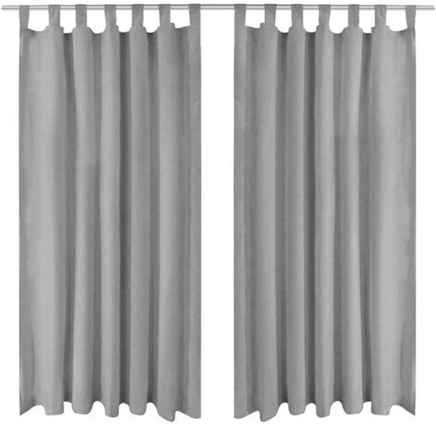 vidaXL 2x Gordijn met Lussen 140x175 cm Microsatijn Grijs Gordijnen Zonwering