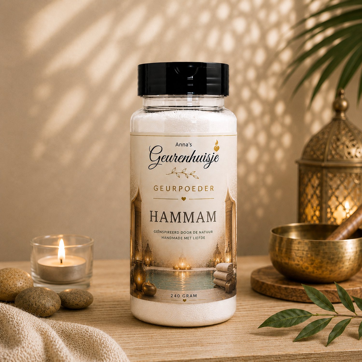 Geurpoeder Hammam - Good Habits - Handmade - Voor Tapijt, Bank, Auto, Camper, Caravan & Stofzuiger - 240 gram - dierproefvrij - verfrissend - langdurige geurafgifte
