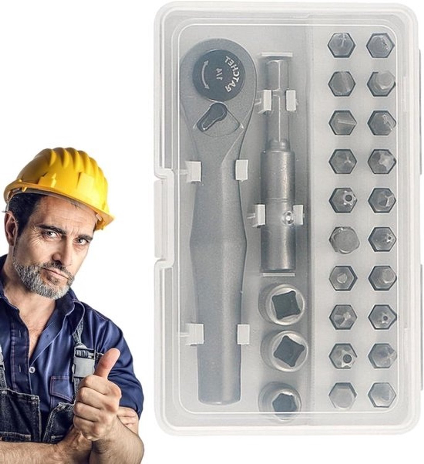 Mini Ratelset - Schroevendraaier Set - Klus Klussen - Ingebouwde Magneet - 12 x 8 x 3 cm - Uniek