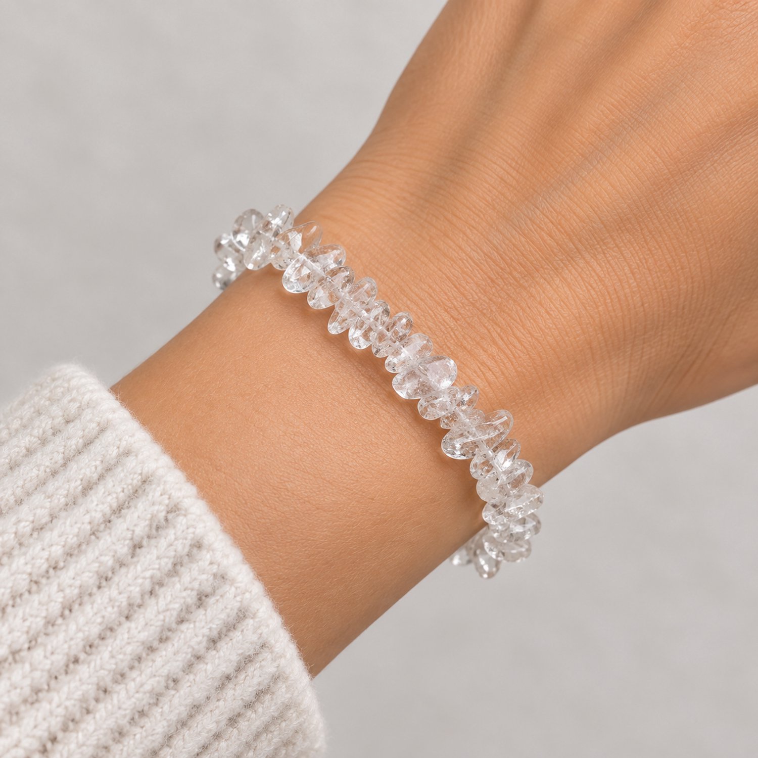 Bergkristal Armband – Edelsteen Armband van Ruwe Chips – Elastisch – Transparant – Dames – Natuursteen Sieraad