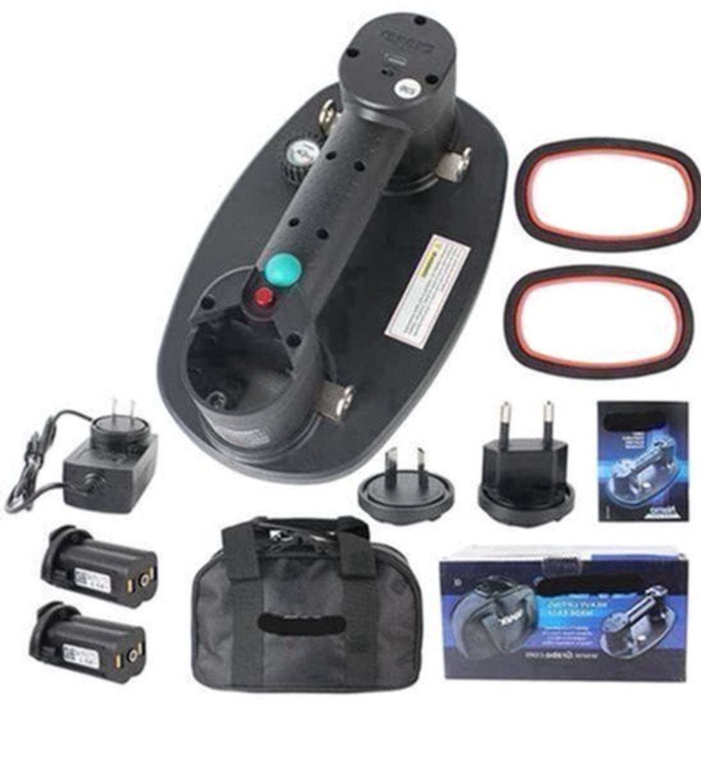 Vacuüm Zuignap Lifter - Tegellifter - Tegelzuignap - Glasdrager - Tegeltiller - Sterke Vacuüm Zuignappen - Elektrische - 170kg Draagkracht - Draagbaar - Oplaadbaar Tilhulpmiddel - 2 Accu