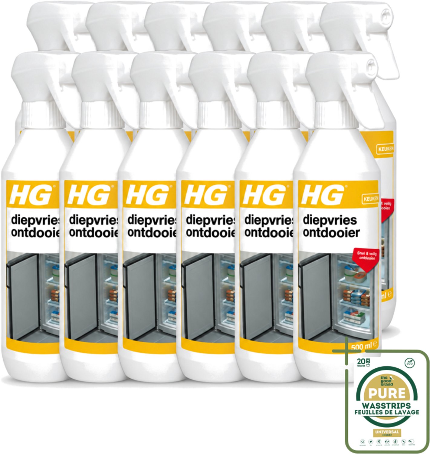 12 x HG - Diepvries Ontdooier - Snel & Veilig Ontdooien - 500 ml - Diepvries Ontdekker - Ijs Verwijderen - Vriezer Ontdekker - Ijs Verwijderen Diepvries - Ijs Ontdekker