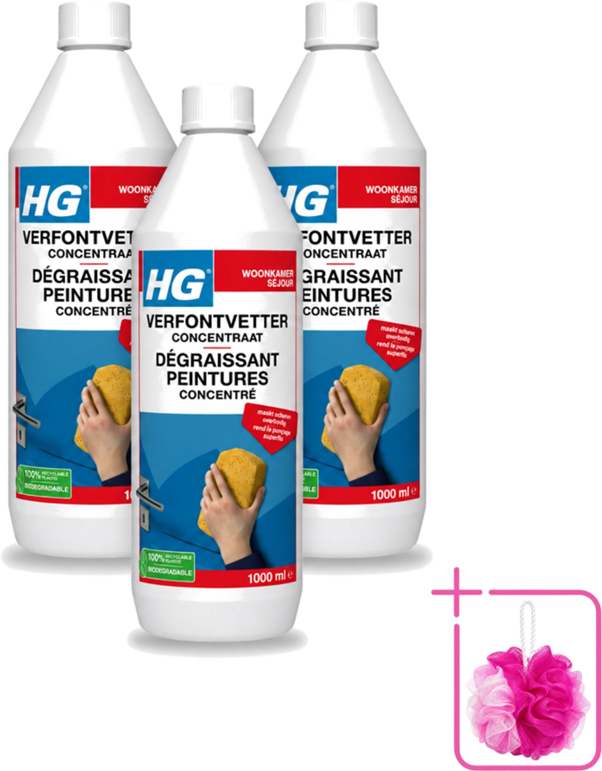 3 x HG - Verf Ontvetter Concentraat - Krachtige Ontvetter - 1L - Bulkverpakking - Verf ontvetter - Ontvettingsmiddel