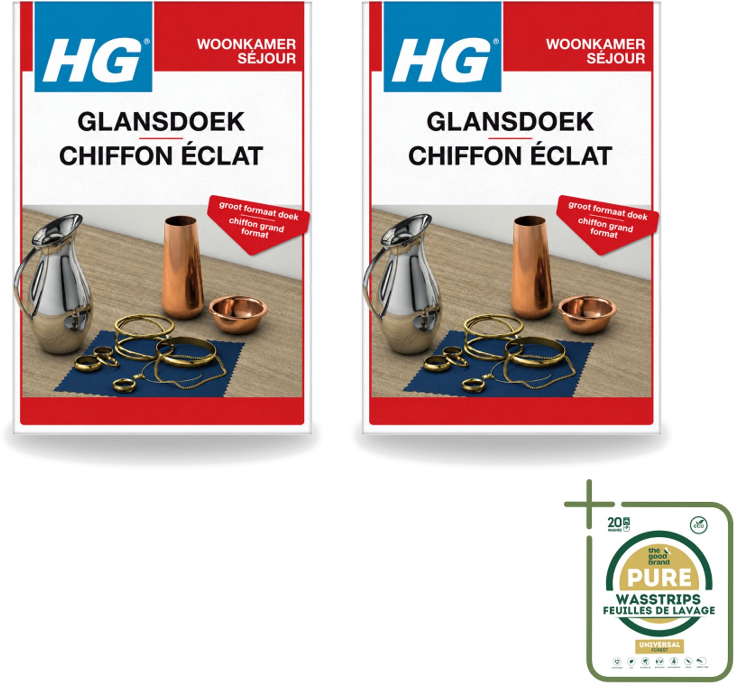 2 x HG - Zilver Glansdoek - Groot Formaat - Optimale Glans - 1 Doek - Wasstrips - Zilveren Glansdoek - Glans Herstellen - Oxidatie Verwijderen - Zilver Reinigen - Zilveren Voorwerpen