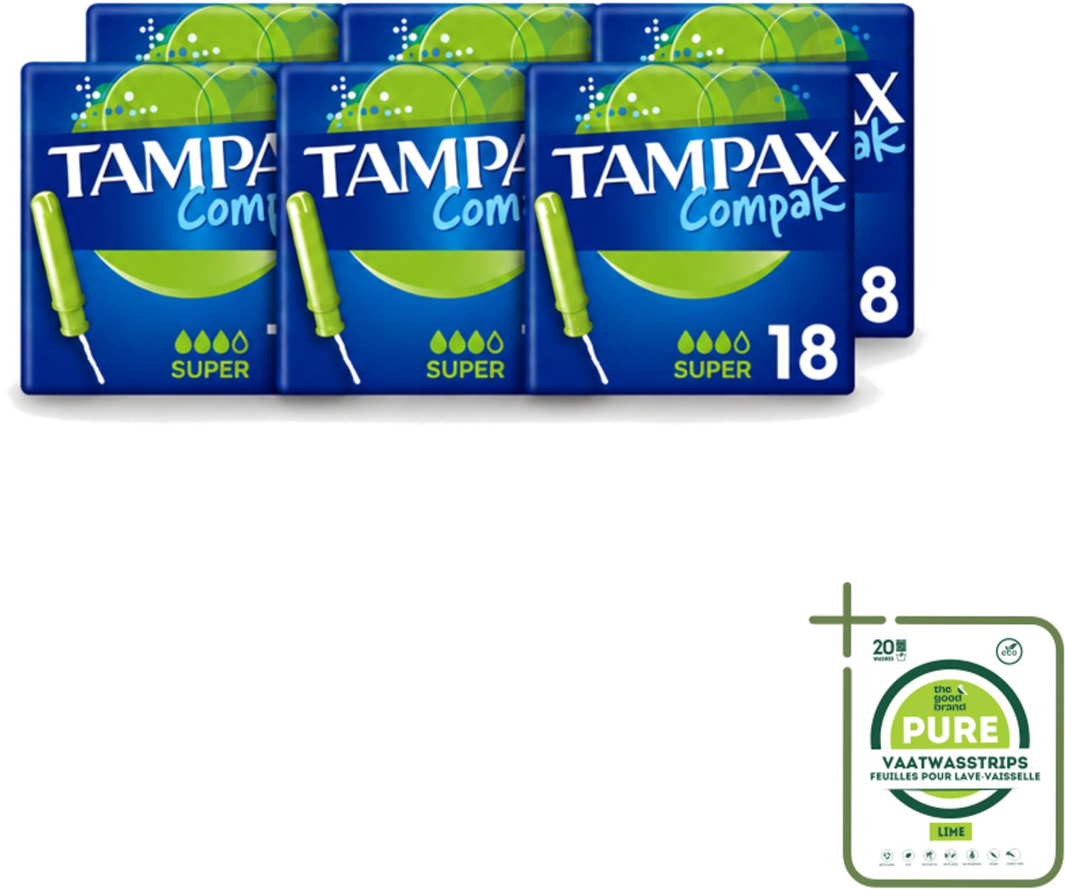 6 x Tampax Compak – Tampons – Super - Grootverpakking - Tampon - Menstruatie - Menstruatiebescherming - Hygiëne - Menstruatiecomfort