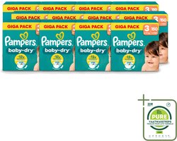 12 x Pampers – Luiers – Baby Dry Maat 3 – 150 Luiers - Grootverpakking - Vaatwasstrips - Baby-dry Luiers - Lekken Voorkomen - Droge Nachten - Comfortabele Luiers - Stop En Bescherm Pocket