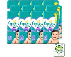 12 x Pampers – Luiers – Active Baby Maat 3 – 54 Luiers - Grootverpakking - Vaatwasstrips - Baby Luiers - Droge Nachten - Vocht Absorberend - Luchtdoorlatend - Huid Bescherming