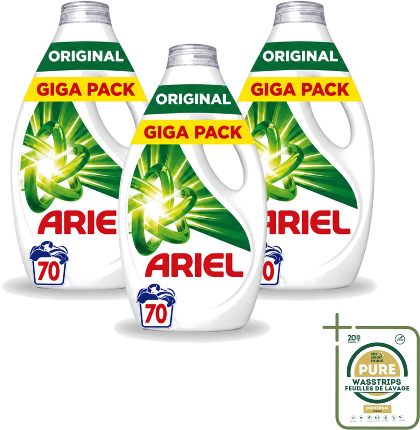 3 x Ariel – Vloeibaar Wasmiddel – Original – 3150 ml – 70 wasbeurten - Wasstrips - Vloeibaar Wasmiddel - Vlekverwijdering - Wasmiddel Voor Vlekken - Wasmiddel Voor Kleding - Wasmiddel 3150 Ml