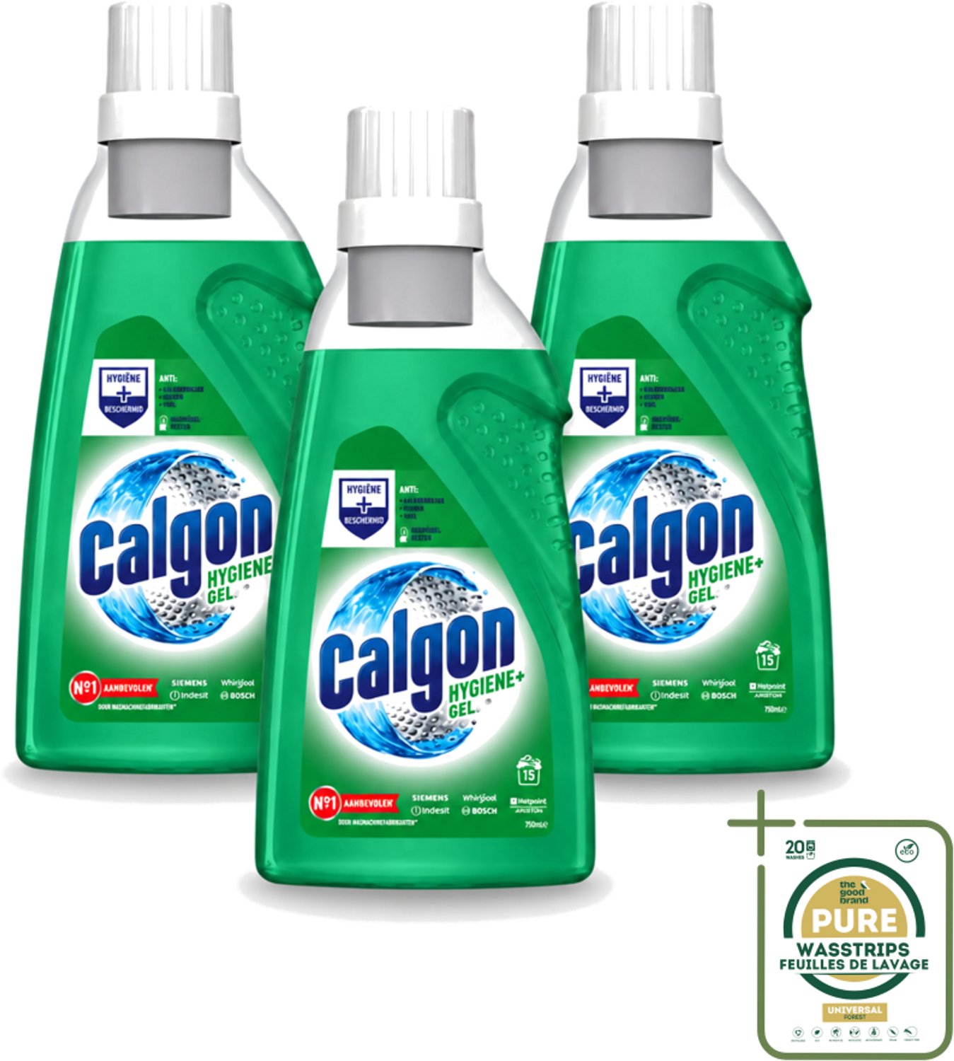 3 x Calgon – Wasmachinereiniger Gel – Hygiene+ – 750 ml - Wasstrips - Wasmachinereiniger - Kalkpreventie - Wasmachine Hygiëne - Wasmachine Onderhoud - Geuren In Wasmachine