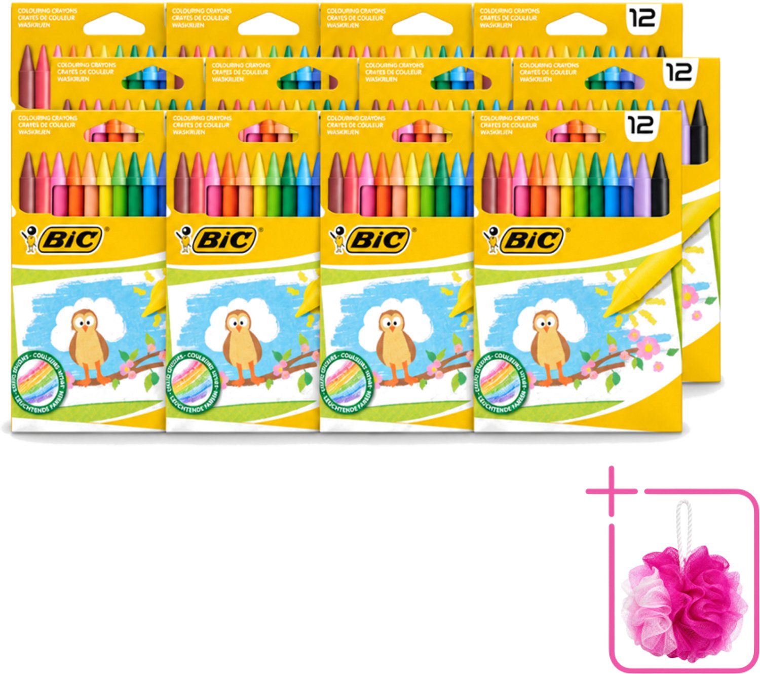 12 x BIC - Waskrijt - Diverse Kleuren - 12 Krijtjes - Bulkverpakking - Waskrijt - Kleurkrijt