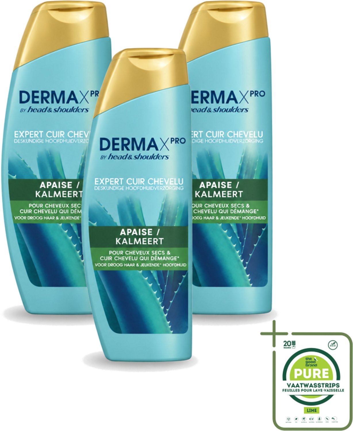 3 x Head & Shoulders - DermaX Pro - Anti-Roos Shampoo - Kalmeert - 470 ml - Grootverpakking - Vaatwasstrips - Anti-roos Shampoo - Droge Hoofdhuid - Jeuk - Hoofdhuid Verzorging - Kalmerend Shampoo
