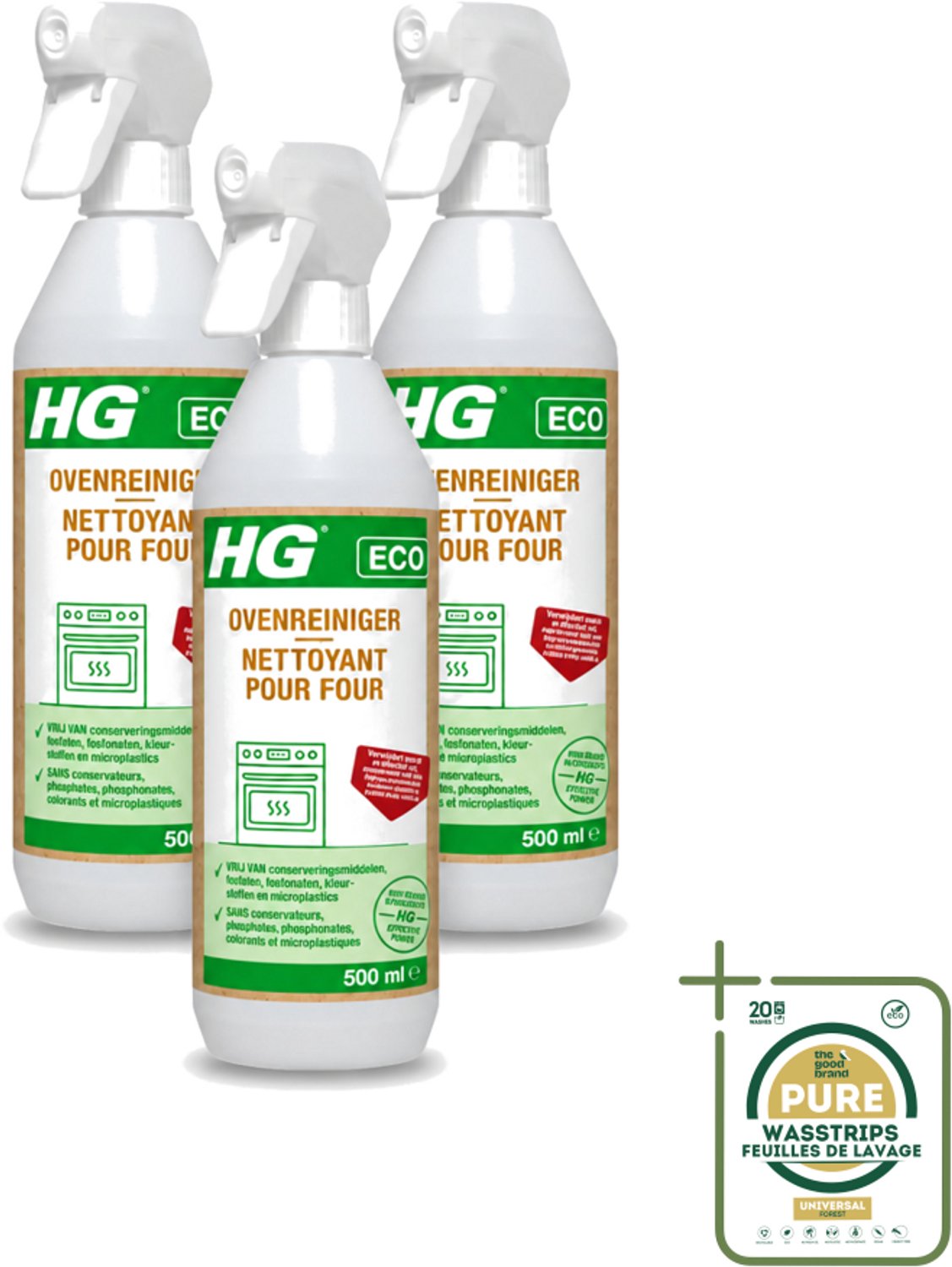 3 x HG ECO - Ovenreiniger - Verwijdert Snel & Effectief - Duurzaam & Ecologisch - 500 ml - Oven Reinigen - Vet Verwijderen - Oven Reiniger - Eco Oven Reiniger - Aangebrand Vet Verwijderen