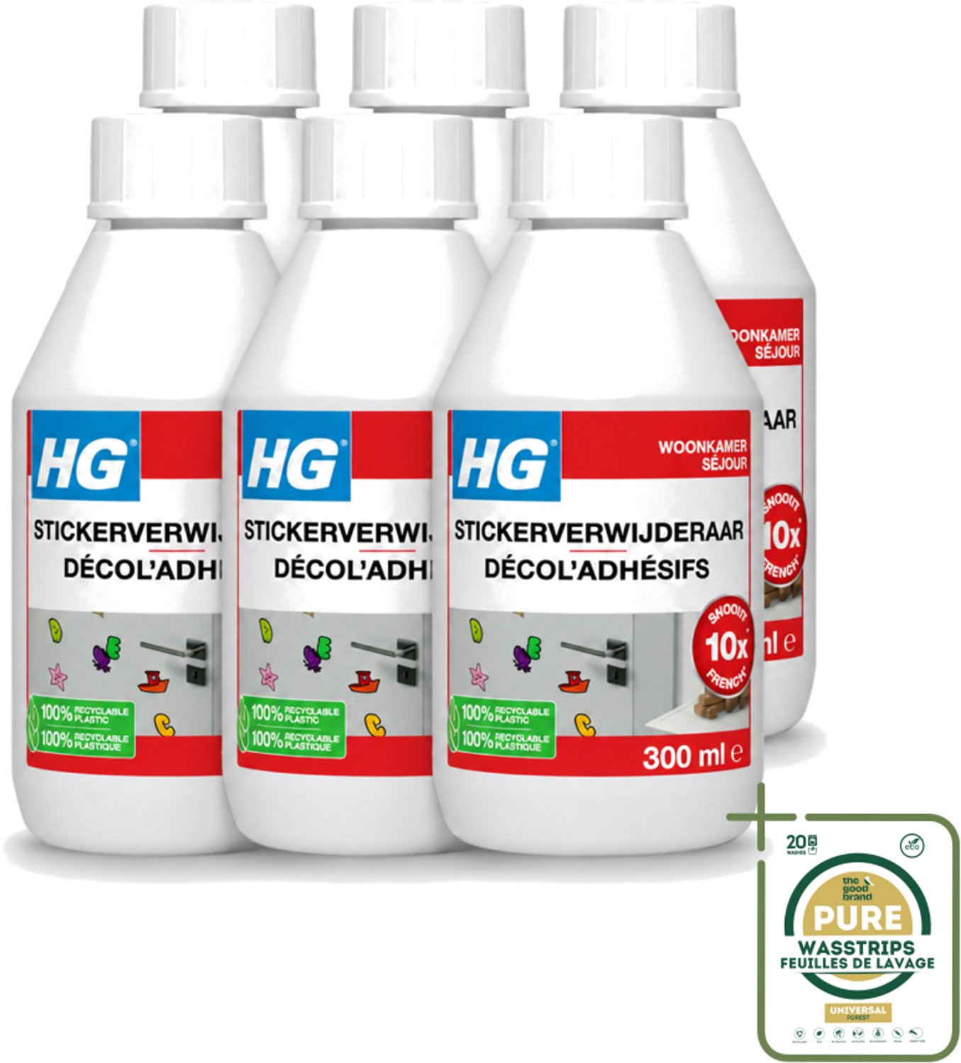 6 x HG - Stickerverwijderaar - Meest Effectief - Verwijdert Eenvoudig - 300 ml - Stickerverwijderaar - Stickerlijm Verwijderen - Hakstrepen Verwijderen - Teerspatten Verwijderen - Smeervlekken Verwijderen