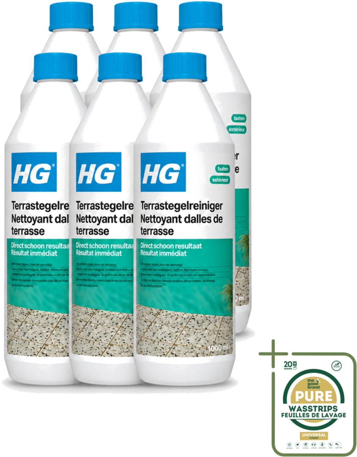 6 x HG - Terrastegelreiniger - 1 L - Terras Reinigen - Terrastegel Reiniger - Grindtegel Reinigen - Beton Reinigen - Terras Schoonmaken