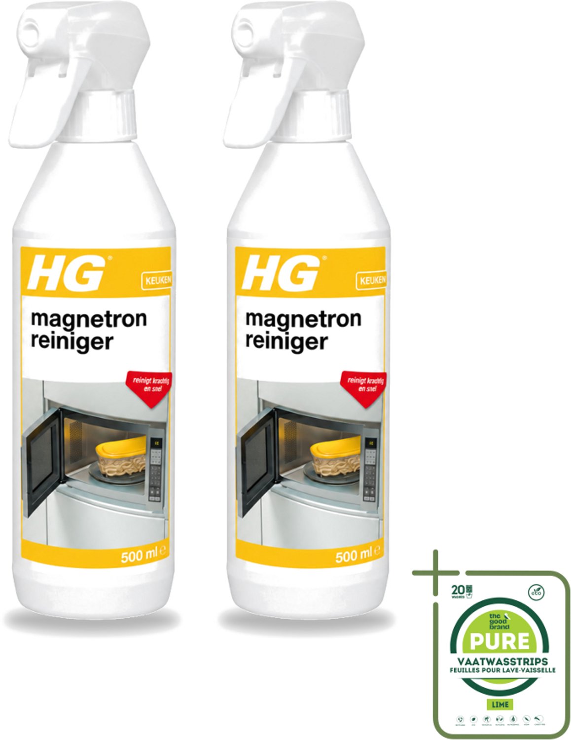 2 x HG - Magnetronreiniger - Reinigt Krachtig & Snel - 500 ml - Grootverpakking - Magnetron Reinigen - Magnetron Reiniger - Magnetron Reinigen Snel - Magnetron Vet Verwijderen - Magnetron Etensresten Verwijderen