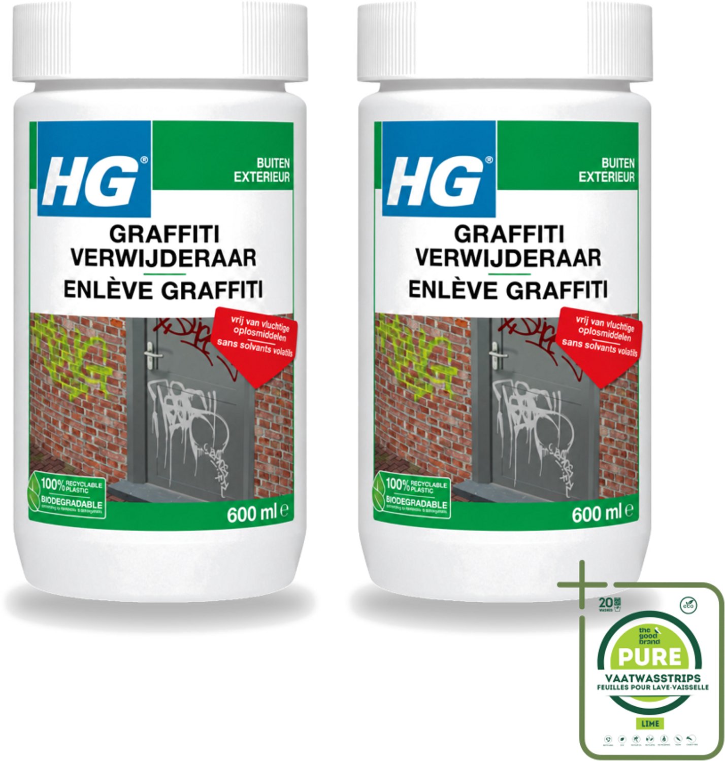 2 x HG - Graffitiverwijderaar - Voor Harde & Zachte Oppervlakken - 600 ml - Grootverpakking - Graaffitiverwijderaar - Verf Verwijderen - Graffiti Verwijderen - Reinigingsmiddel - Oppervlak Reinigen