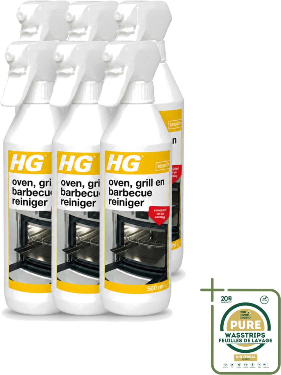 6 x HG - Oven, Grill & Barbecuereiniger - Actief Krachtschuim - 500 ml - Oven Reinigen - Grill Reinigen - Barbecuereiniger - Vet Verwijderen - Keuken Reinigen