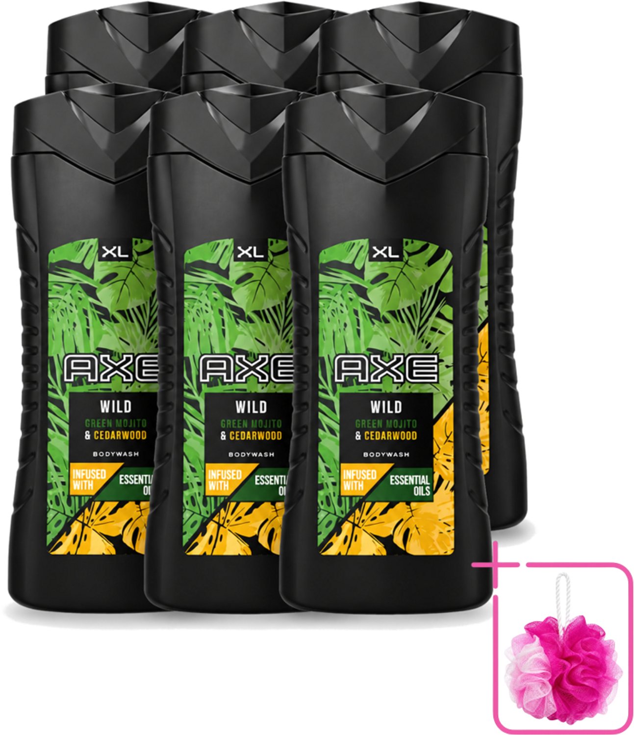 6 x AXE - Douchegel - Wild - 400 ml - Bulkverpakking - Douchegel - Douchemop - Frisheid