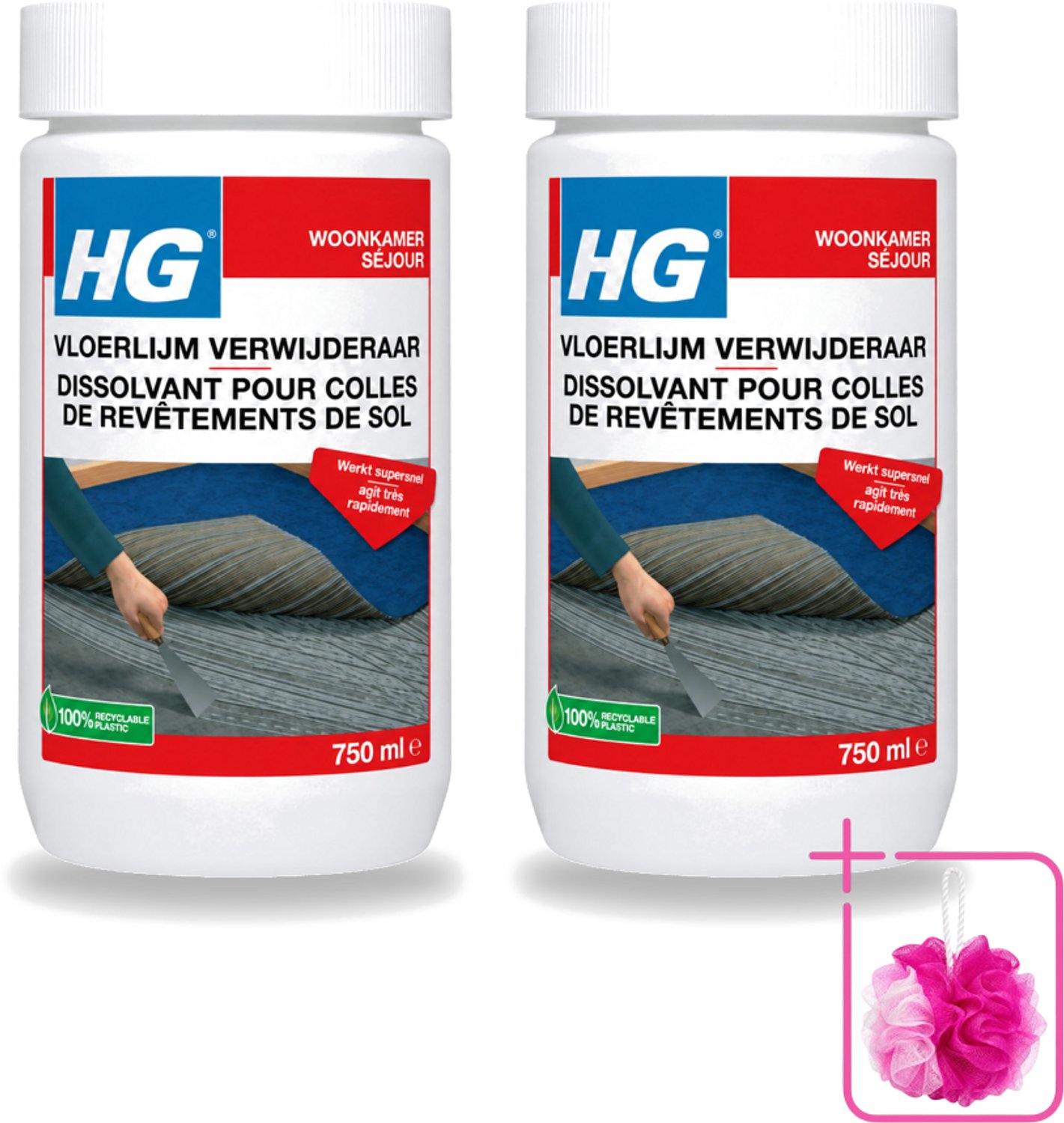 2 x HG - Vloerlijmverwijderaar - 750 ml - Bulkverpakking - Lijmverwijderaar - Douchemop - Vloerlijm