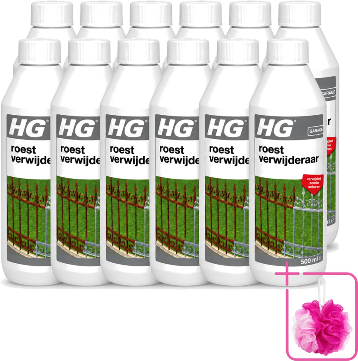 12 x HG - Roestverwijderaar - Verwijdert Zonder Schuren - Snel & Effectief - 500 ml - Bulkverpakking - Roestverwijderaar - Douchemop - Roestverwijderen