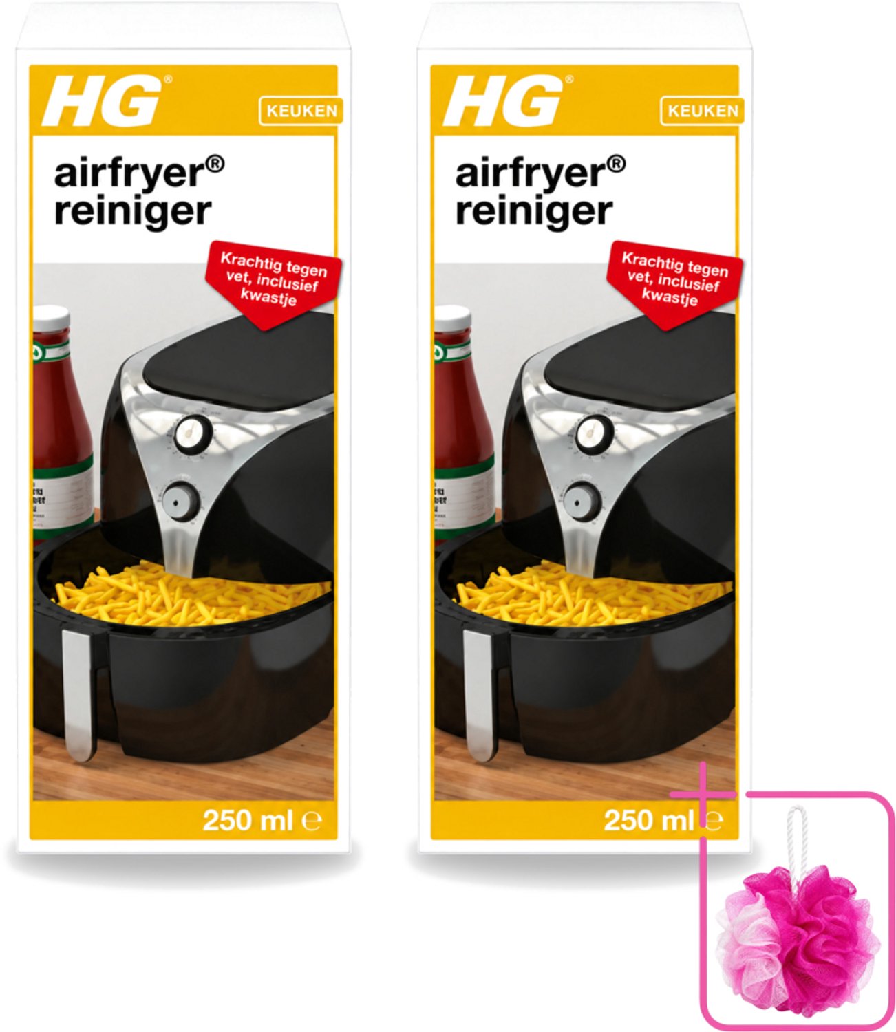2 x HG - Airfryer Reiniger - Krachtig Tegen Vet - Inclusief Kwastje - 5 Schoonmaakbeurten - 250 ml - Bulkverpakking - Airfryer reinigen - Douchemop - Vetresten verwijderen
