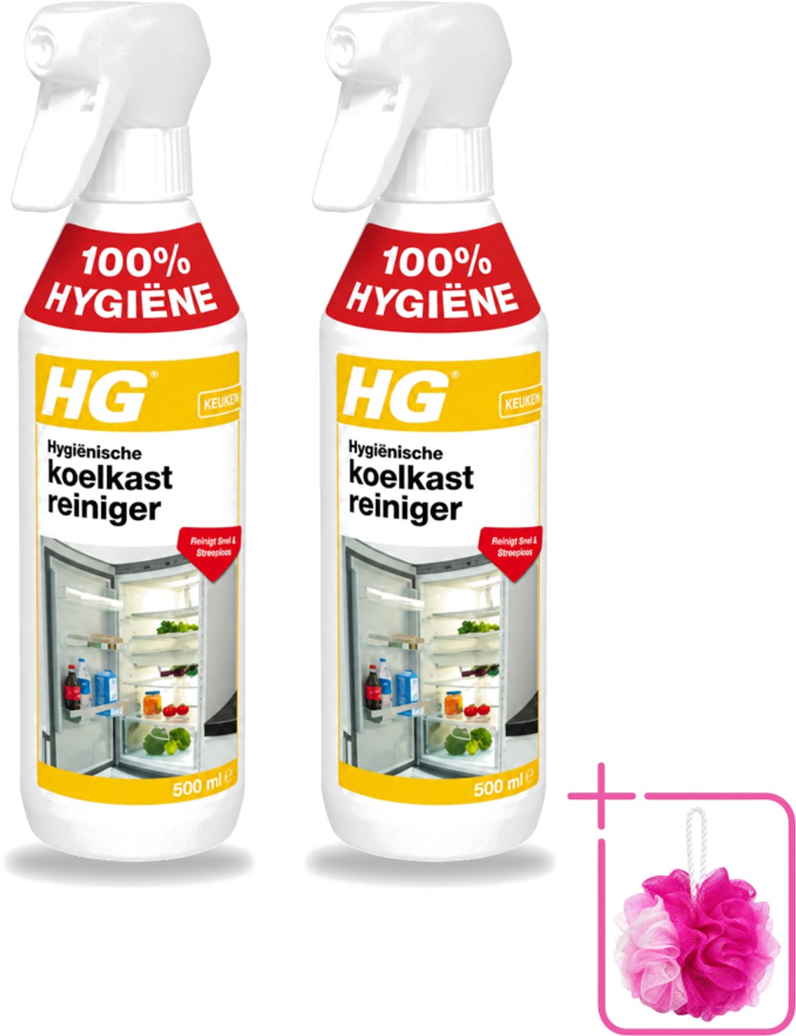 2 x HG - Hygiënische Koelkastreiniger - Reinigt Snel & Streeploos - 500 ml - Bulkverpakking - Koelkast reinigen - Koelkast reinigingsmiddel