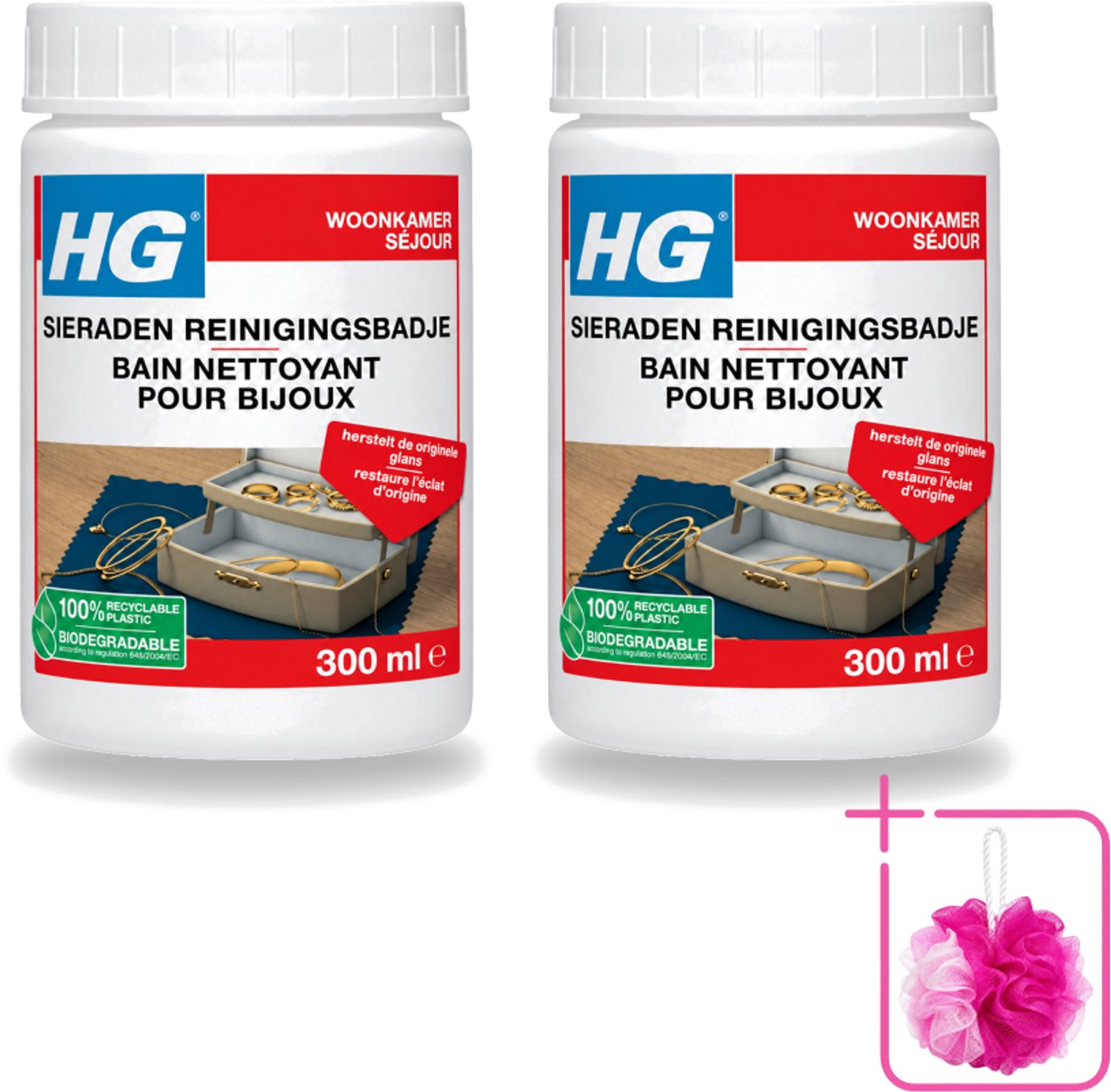 2 x HG - Sieraden Reinigingsbadje - Glansherstellend - 300 ml - Bulkverpakking - Sieraden reinigen - Sieraden reinigingsbadje