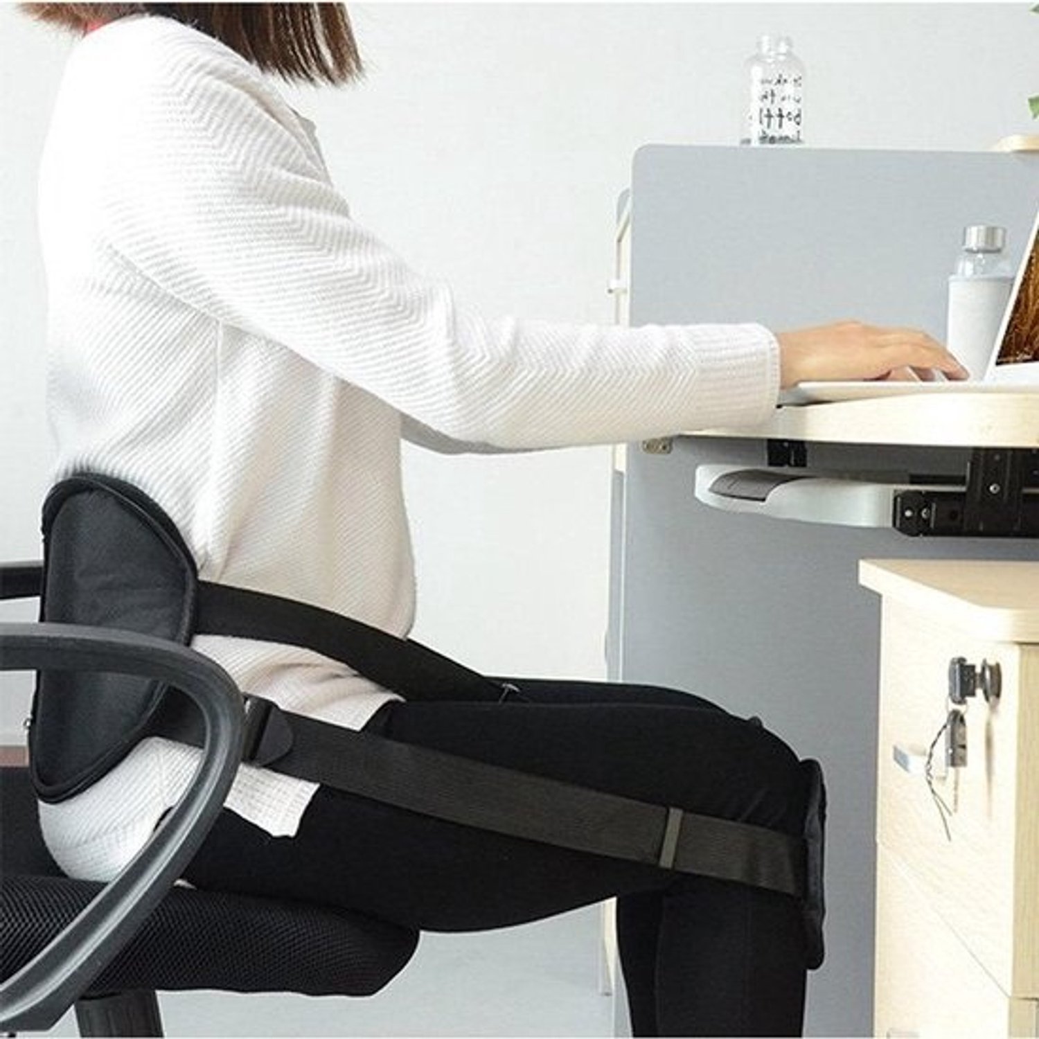 Draagbare Rugsteun - Taille Protector - Beter Zitten - Ergonomische Ondersteuning - 20 x 20 cm - Zwart