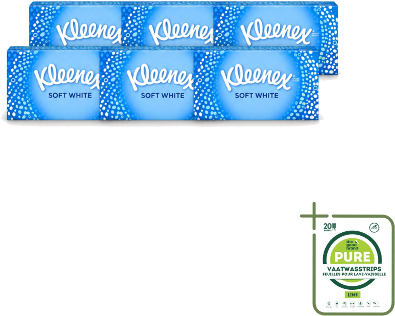 6 x Kleenex - Tissues - Soft White - 70 Tissues - Grootverpakking - Vaatwasstrips - Kleenex Tissues - Tissue - Tissuepapier - Tissue Voor Verkoudheid - Tissue Voor Neus
