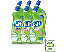 6 x Biff - WC Total Gel - ProNature Toiletreiniger - Mint Eucalyptus 750ml - Grootverpakking - Vaatwasstrips - Toilet Reinigen - Toilet Reinigingsgel - Mint Eucalyptus Geur - Kalkaanslag Verwijderen - Hygiëne Toilet