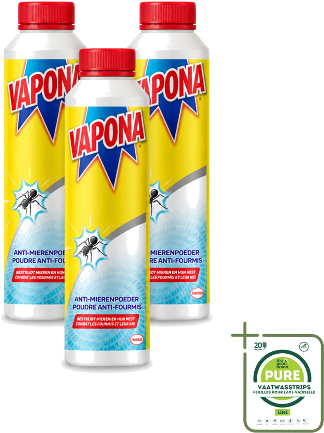 3 x Vapona - Anti Mierenpoeder - Effectief Tegen Hele Kolonie - 150g - Grootverpakking - Vaatwasstrips - Anti Mierenpoeder - Mierenbestrijding - Mierenbestrijding Buiten - Mierennest Bestrijding - Mierenpoeder 150g