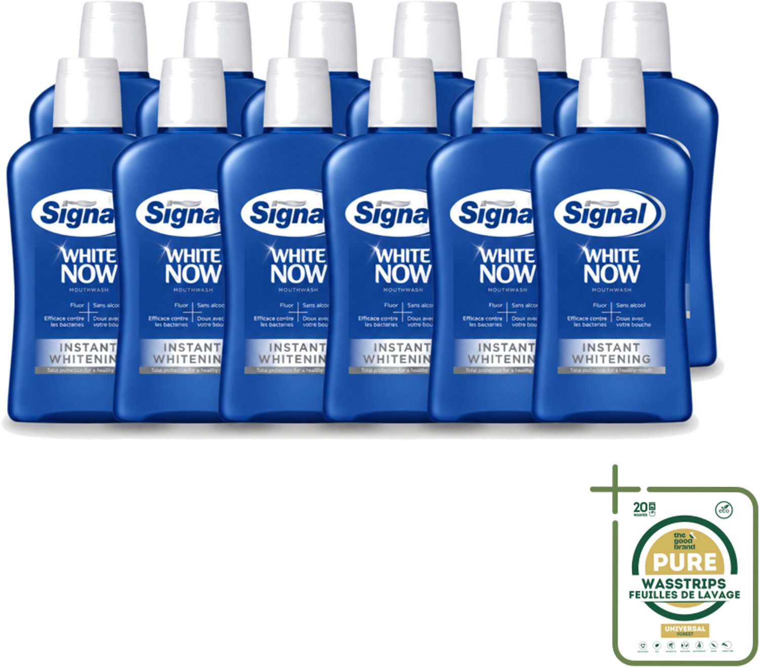 12 x Signal - White Now - Mondwater - 0 % Alcohol - 500 ml - Wasstrips - Mondwater - Mondverzorging - Fluoride - Tandplak - Bacteriën