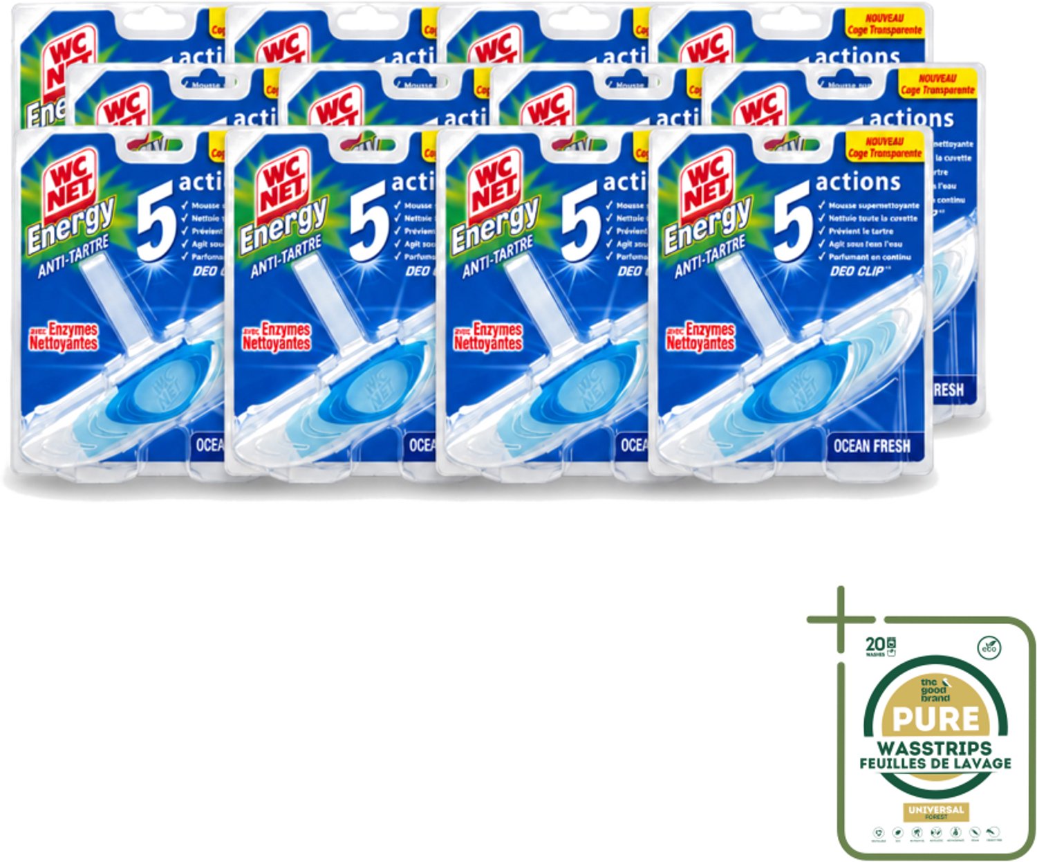 12 x WC Net - Toiletblok - Ocean Fresh - 1 Blokje - Wasstrips - WC Net - Toilet Net - Toilet Blok - Reinigingsnet - Kalkaanslag Voorkomen