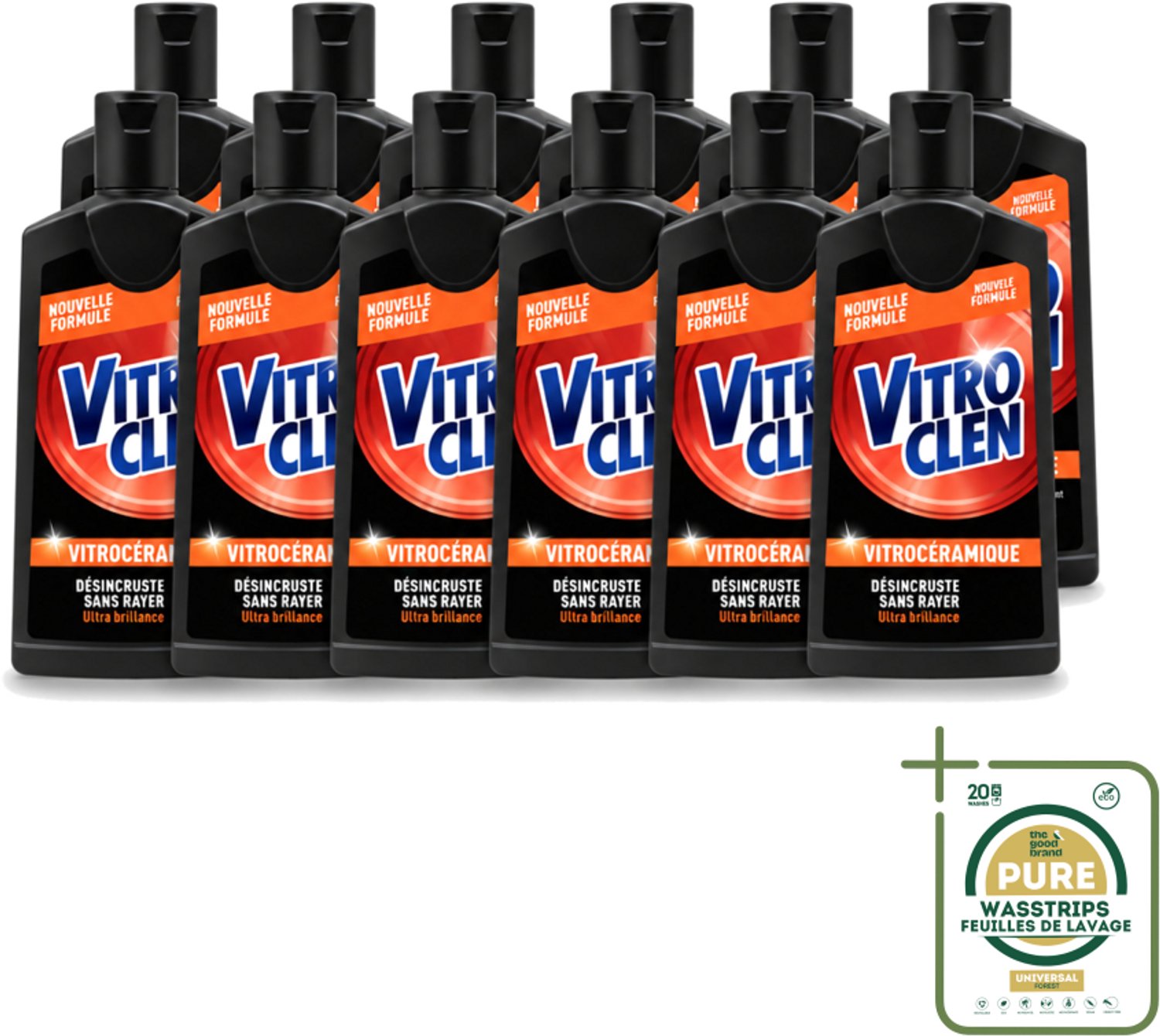 12 x Vitroclen - Kookplaatreiniger - Keramisch & Inductie - Ultra Glans - 310 ml - Wasstrips - Kookplaat Reinigen - Keramische Kookplaat Reinigen - Inductiekookplaat Reinigen - Kookplaat Glans - Kookplaat Reiniger