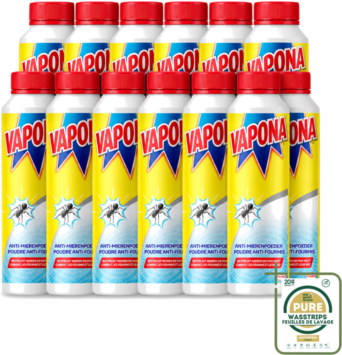 12 x Vapona - Anti Mierenpoeder - Effectief Tegen Hele Kolonie - 150g - Wasstrips - Anti Mierenpoeder - Mierenbestrijding - Mierenbestrijding Buiten - Mierennest Bestrijding - Mierenpoeder 150g