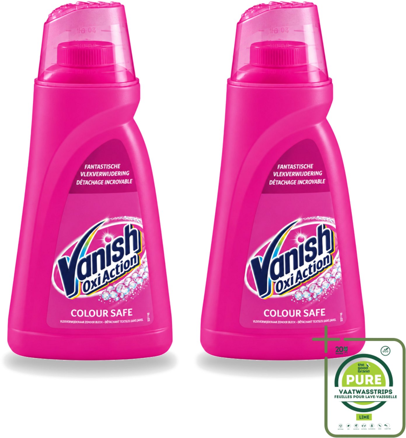 2 x Vanish Oxi Action - Veilige Kleur - Vlekkenverwijderaar Gel - Zonder Bleek - Gekleurde Was - 1 L - Grootverpakking - Vaatwasstrips - Vlekkenverwijderaar - Vetvlekken - Olievlekken - Make-upvlekken - Tomatensausvlekken