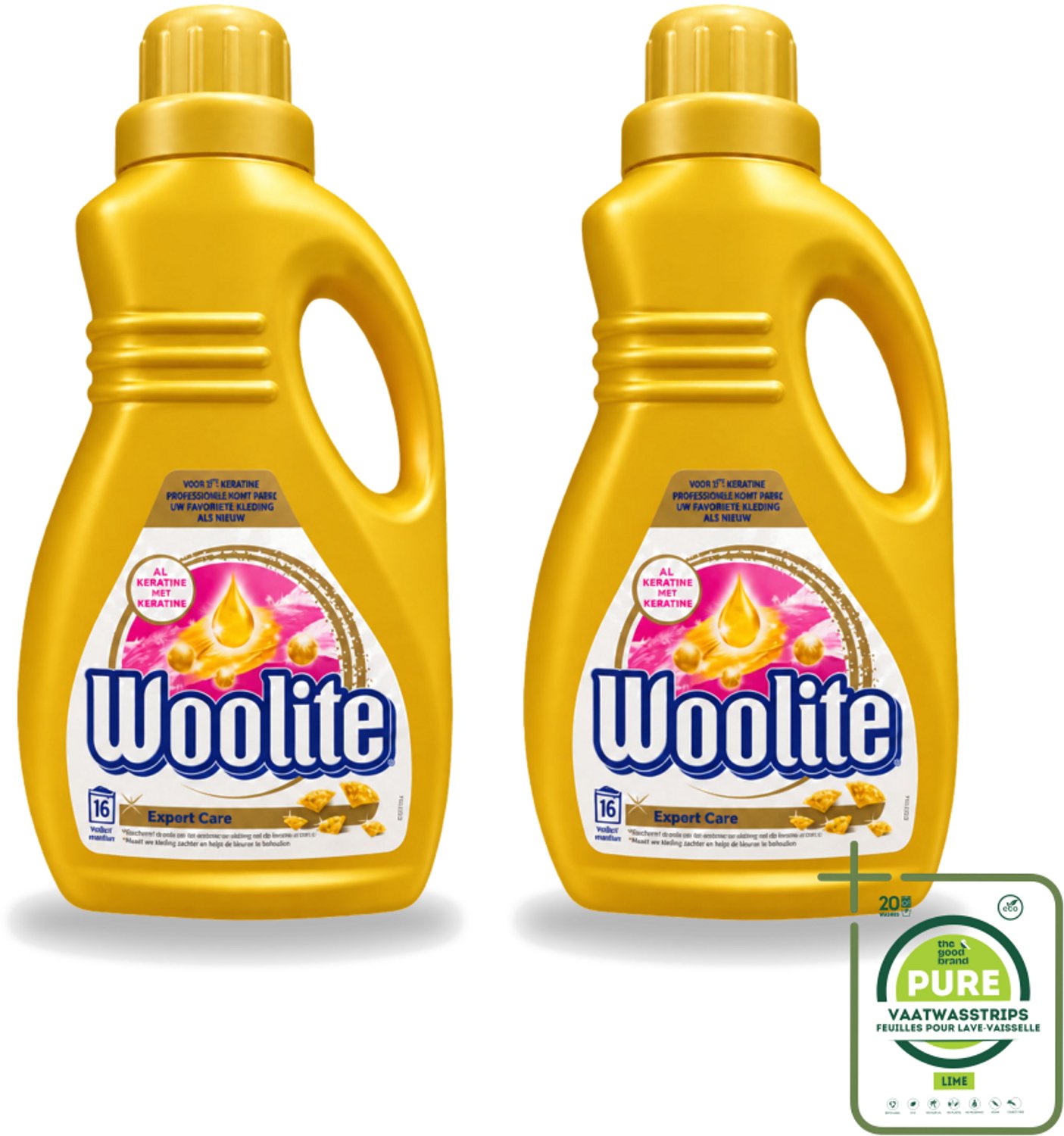 2 x Woolite Expert Care - Vloeibaar Wasmiddel - Met Keratine - Delicate Was - 16 Wasbeurten - 1L - Grootverpakking - Vaatwasstrips - Delicate Was - Keratine Wasmiddel - Kleding Verzorging - Wasmiddel Voor Delicate Stoffen - Glans Behouden