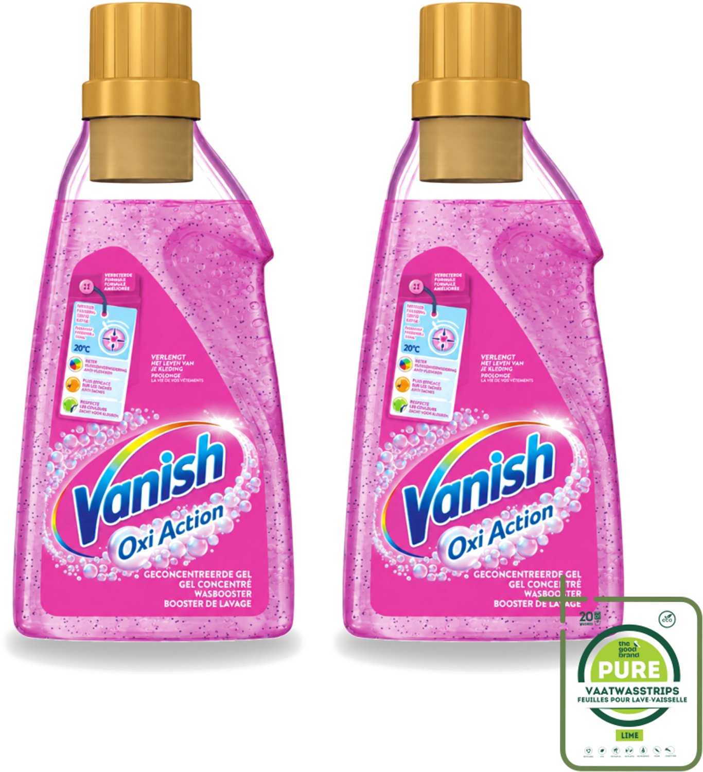 2 x Vanish Oxi Action - Vlekkenverwijderaar Gel - Voor Gekleurde Was - 30 Wasbeurten - Grootverpakking - Vaatwasstrips - Vlekverwijderaar - Wasbooster - Kleurbehoud - Geurverfrissing - Wasbeurt