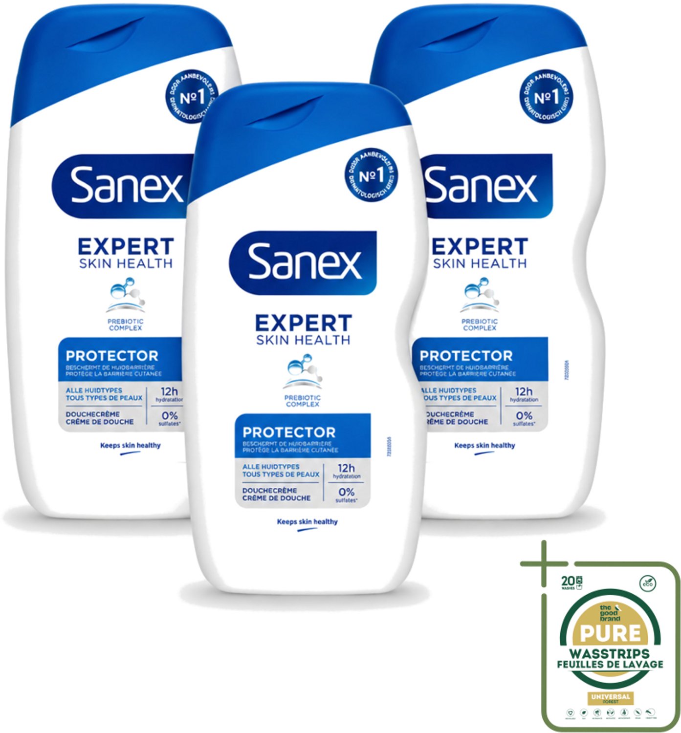 3 x Sanex - Deskundige Huidgezondheid - Douchecrème - Beschermend - Alle Huidtypes - 400 ml - Huidbeschermende Douchecrème - Huidversterkende Douchecrème - Douchecrème Voor Alle Huidtypes - Huidbarrière Beschermen - Hydraterende Douchecrème