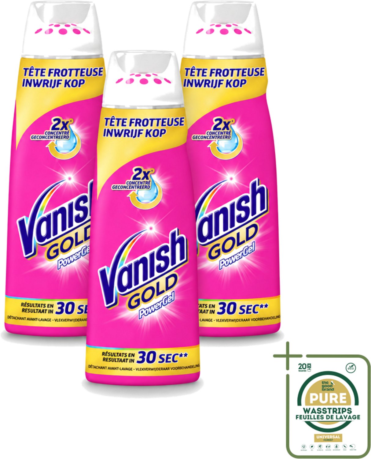 3 x Vanish Gold - Vlekkenverwijderaar Gel - Voorbehandeling - Gekleurde Was - 200 ml - Wasstrips - Vlekverwijderaar - Was - Vlekken - Voorbehandeling - Wasmachine
