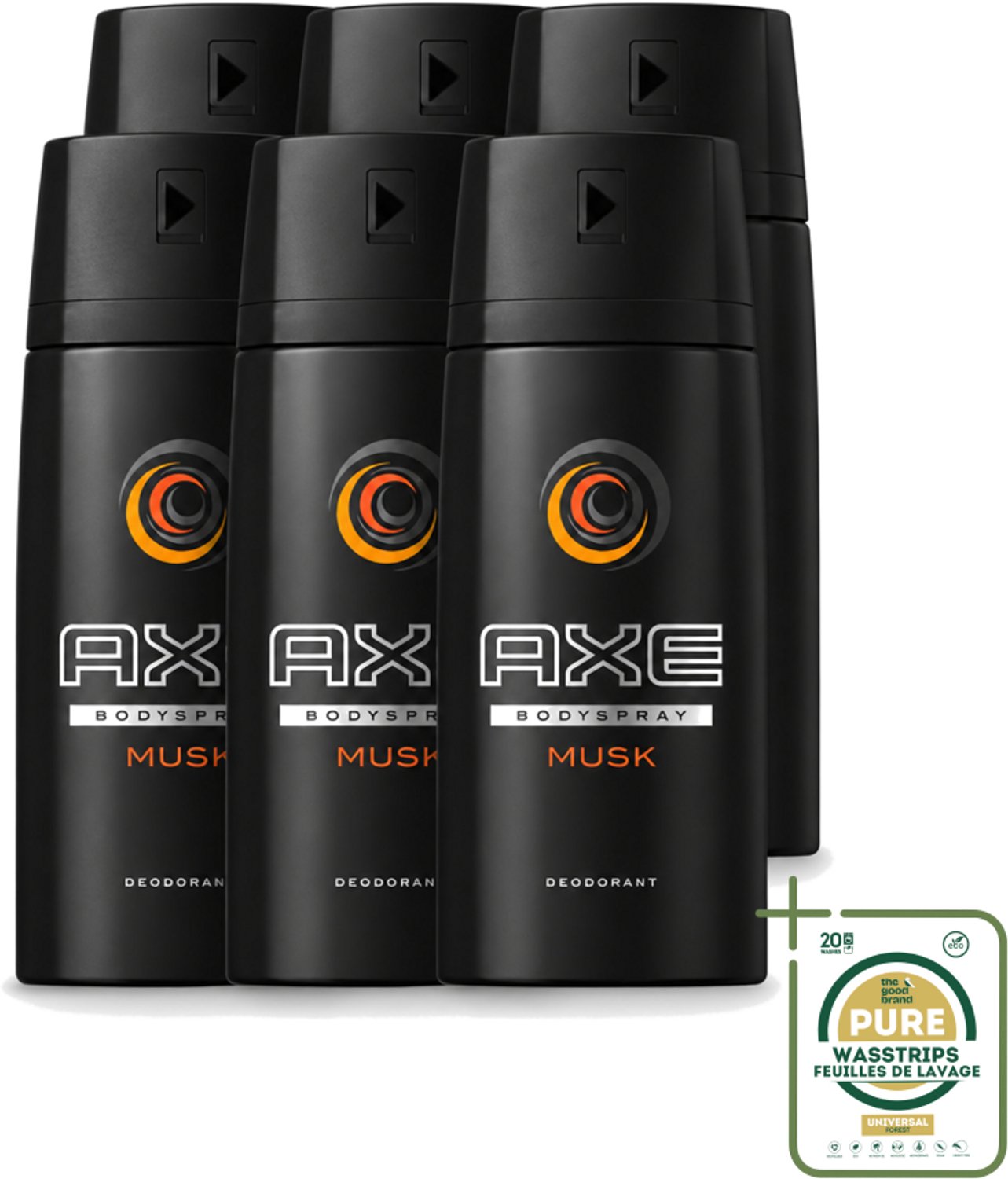 6 x Axe - Deodorant Bodyspray - Musk - 150 ml - Wasstrips - Axe Musk Bodyspray - Deodorant Voor Mannen - Frisheid - Geur - Huidbescherming