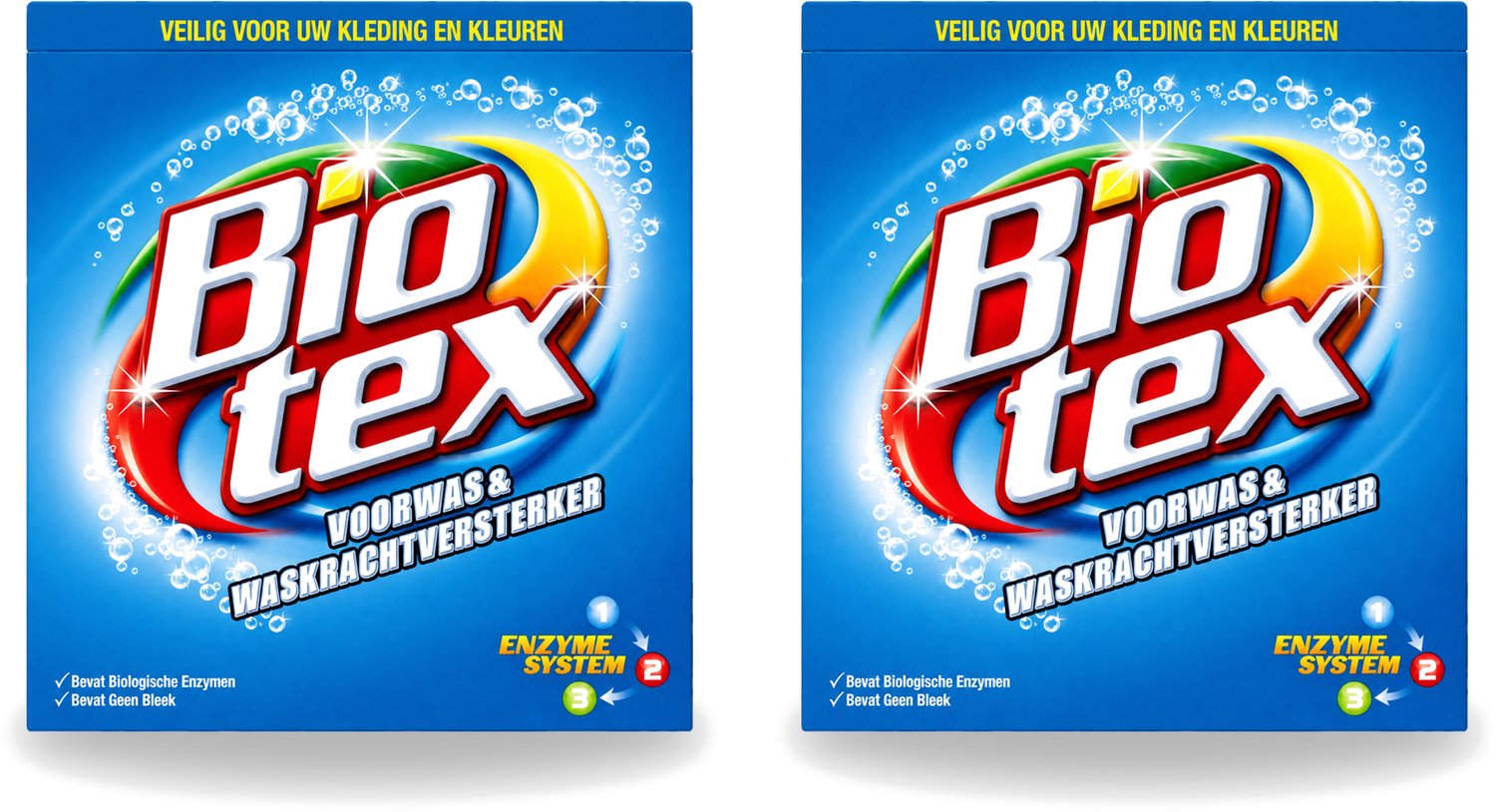 2 x Biotex - Voorwas & Waskrachtversterker - Waspoeder - Witte en Gekleurde Was - 50 Wasbeurten - Voordeelverpakking - 2 stuks