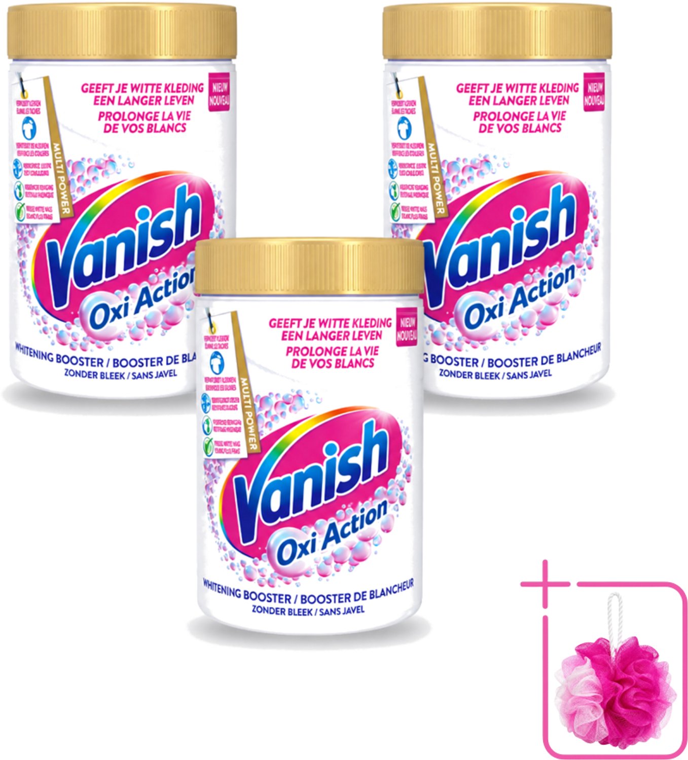3 x Vanish Oxi Action - Vlekkenverwijderaar Poeder - Zonder Bleek - Witte Was - 710 Gram - Bulkverpakking - Vlekkenverwijderaar - Douchemop - Witte was