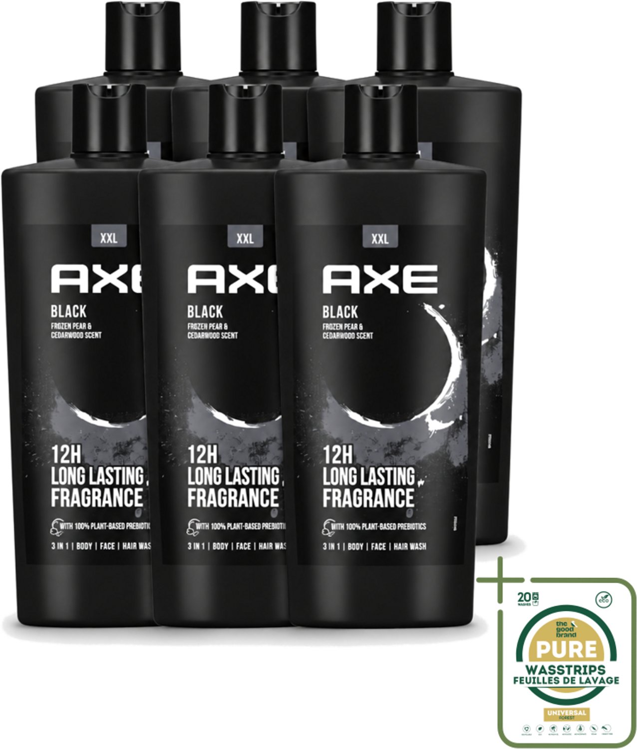 6 x AXE – Douchegel – Black – 700 ml - Wasstrips - Douchegel - Douchegel Mannen - Douchegel Black - Douchegel Fris - Douchegel Stijl