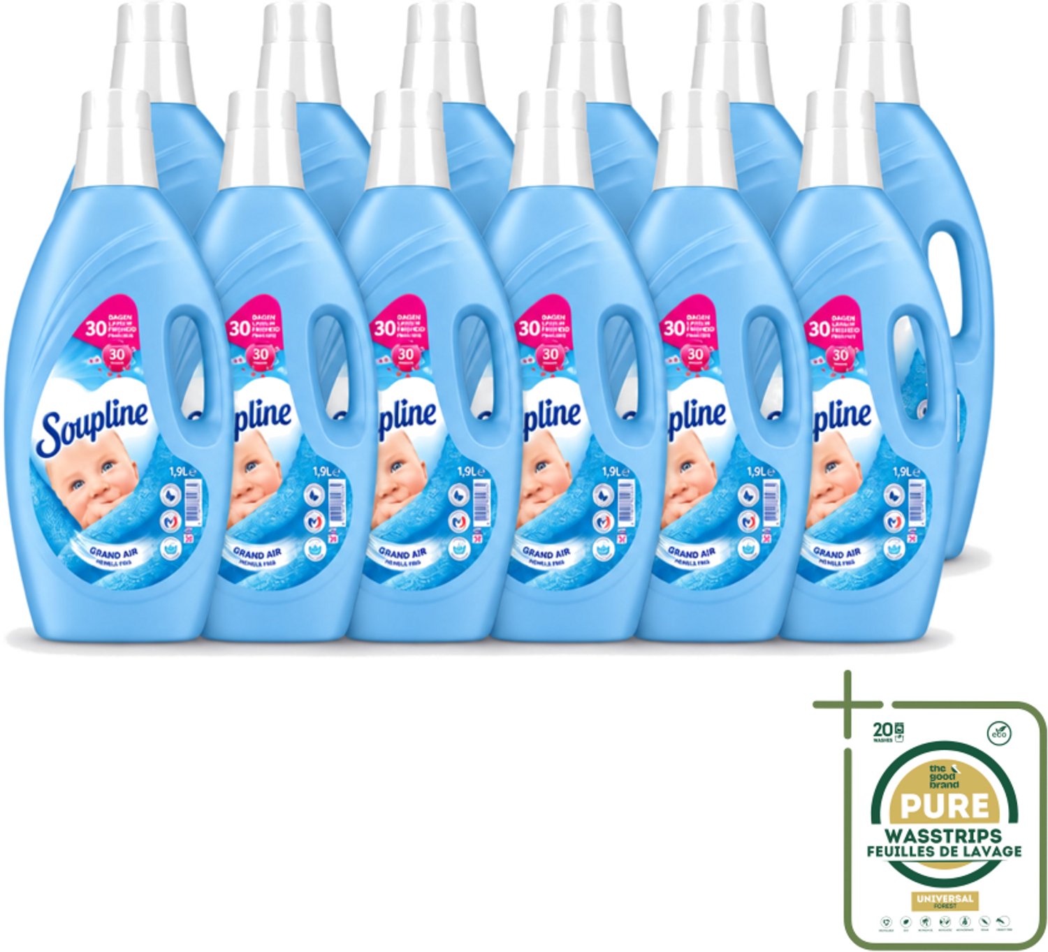 12 x Soupline – Wasverzachter – Hemels Fris – 1,9 L - Wasstrips - Wasverzachter - Wasgoed Verzachter - Hemels Fris - Wasverzachter Hemels Fris - Wasverzachter Voor Kleding