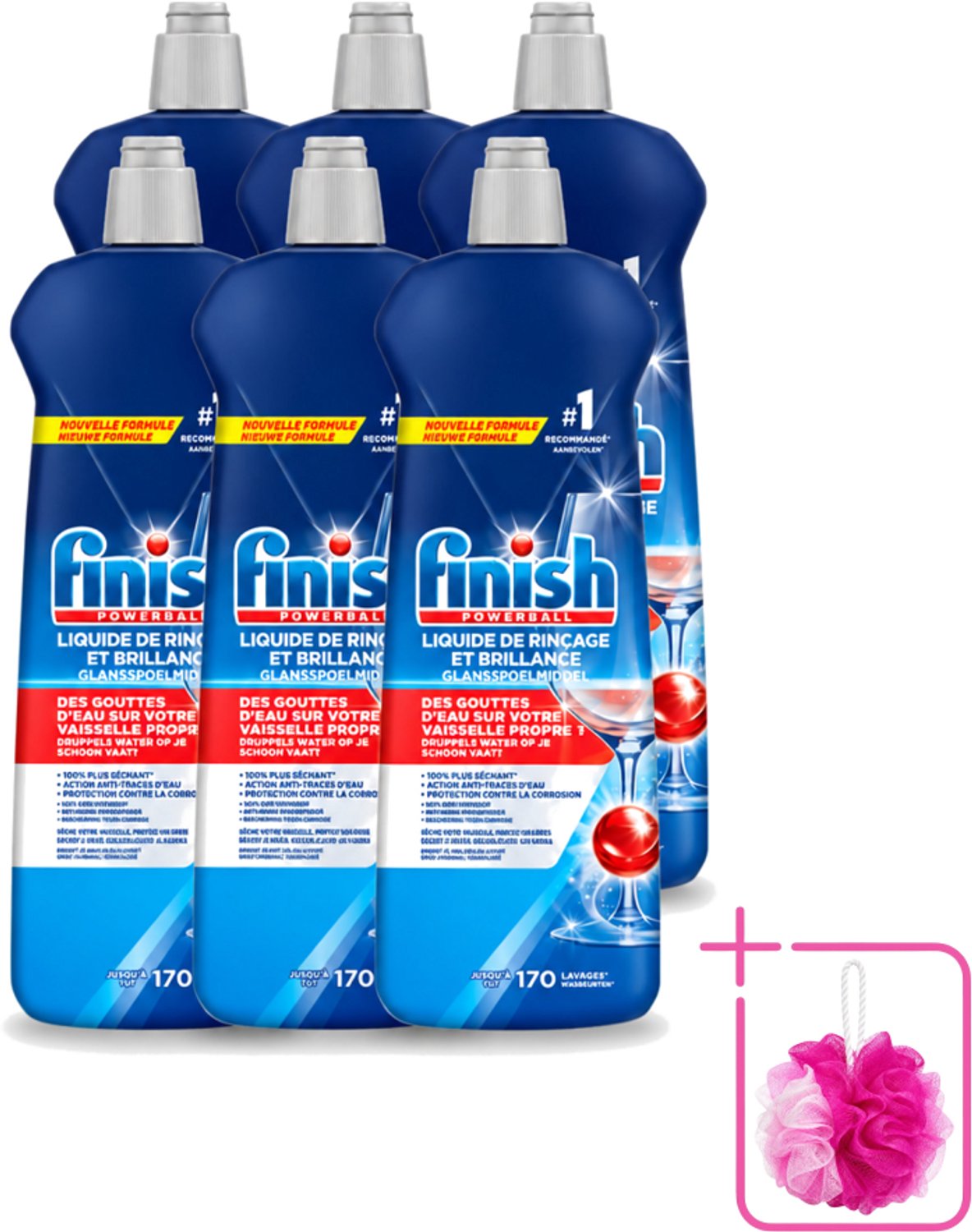 6 x Finish Powerball - Glansspoelmiddel - Anti-Corrosie & Anti-Vervaging - 170 Afwasbeurten - 800ml - Bulkverpakking - Glansspoelmiddel - Douchemop - Vaatwasmiddel